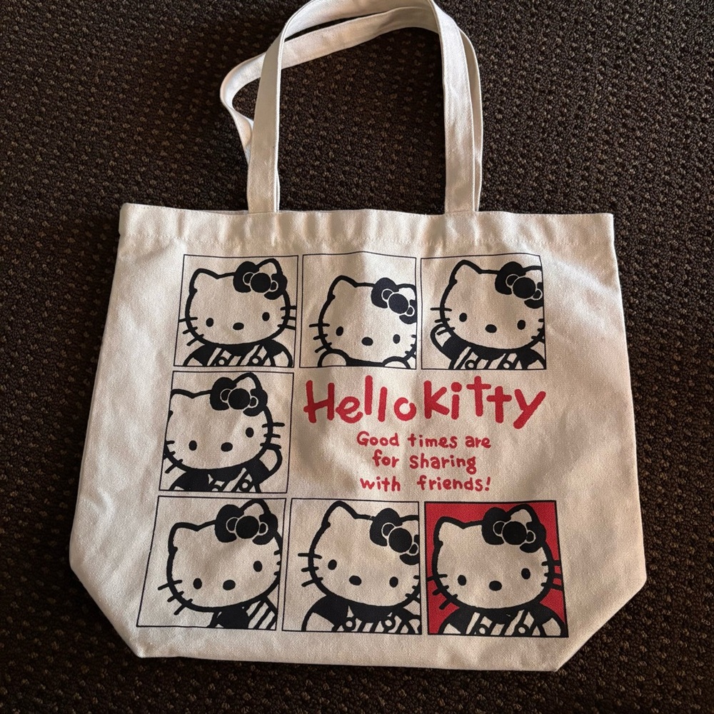 HELLO KITTY CANVAS TOTE BAG - Good Times Friends - Japan Import
